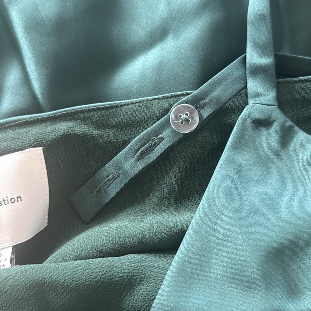 Reformation Tyler Satin Dress Green - Size 6 - Picture 6 of 7